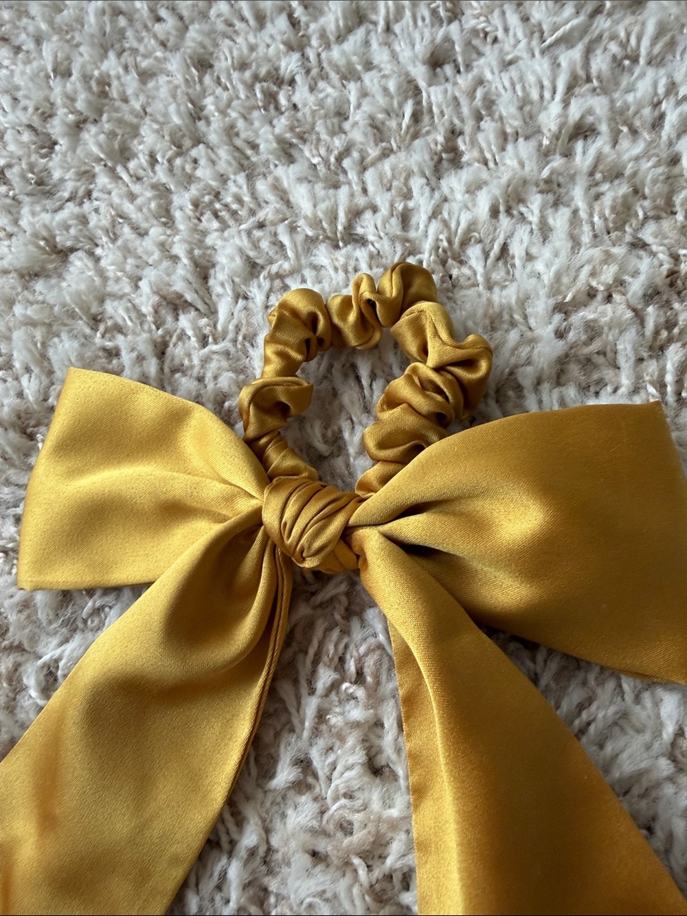 Bow Scrunchie Hair Tie in Mustard Gold - Picture 2 of 8